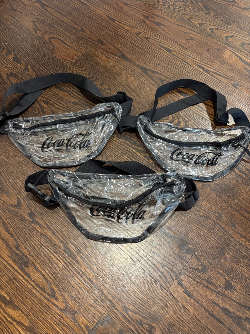 3 Coca-Cola Clear Vinyl Waist Bag with Black Accents